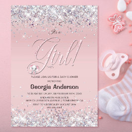Det är en Rosa Glitter Baby Shower Inbjudningar