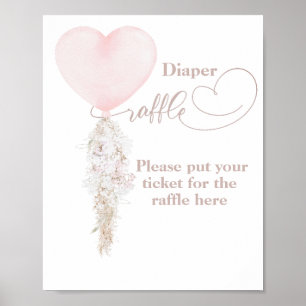Det är en Rosa Heart Balloon Baby Shower Poster