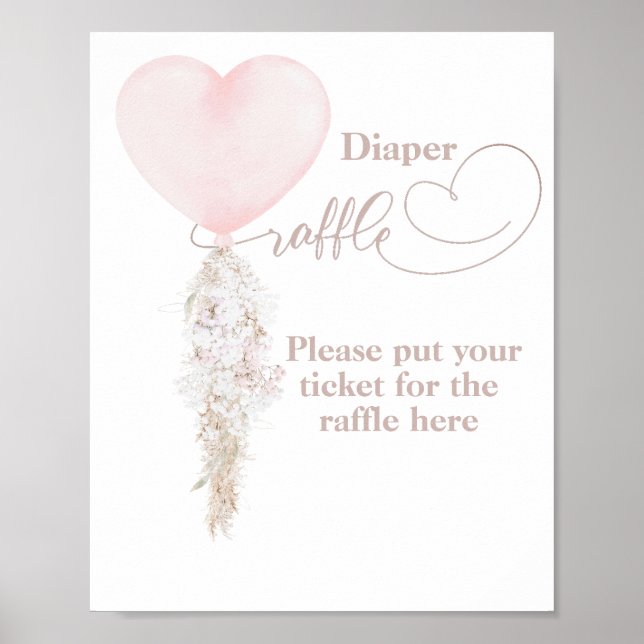Det är en Rosa Heart Balloon Baby Shower Poster (Framsidan)