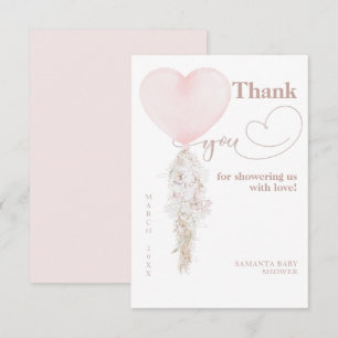 Det är en Rosa Heart Balloon Baby Shower Tack Kort