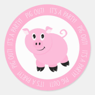 Det är en Rosa Piggy-Födelsedagsfest från Party Gr Runt Klistermärke