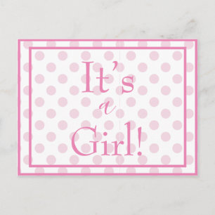 Det är en Rosa Polkadot Baby Gender Reveal Vykort