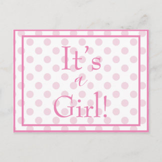 Det är en Rosa Polkadot Baby Gender Reveal Vykort