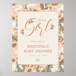 Det är en Rosa ros Baby Shower Välkommen Poster