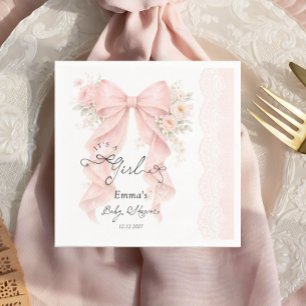 Det är en rosa rosett Coquette band Baby Shower Pappersservett