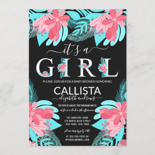 Det är en Rosa Teal Blommigt Baby Shower Inbjudningar