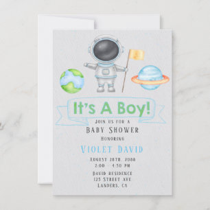 Det är en Rymden Boy Baby Shower Inbjudningar