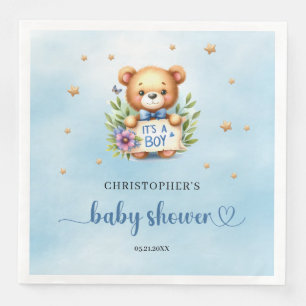 Det är en söt nalle-babydusch. pappersservett