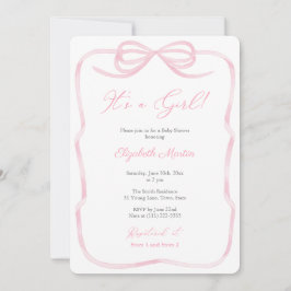 Det är en Söt Rosa Ribbon Bow Baby Shower Inbjudningar