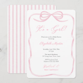 Det är en Söt Rosa Ribbon Bow Baby Shower Inbjudningar