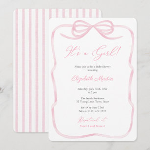 Det är en Söt Rosa Ribbon Bow Baby Shower Inbjudningar