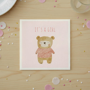 Det är en söt, söt, gullig, Rosa Babyskare för fli Pappersservett