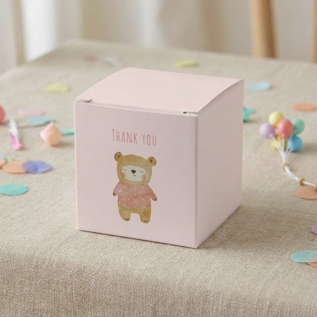 Det är en söt, söt, gullig, Rosa Babyskare för fli Presentaskar (It’s a Girl Watercolor cute Bear Pink Baby Shower Favor Boxes.)