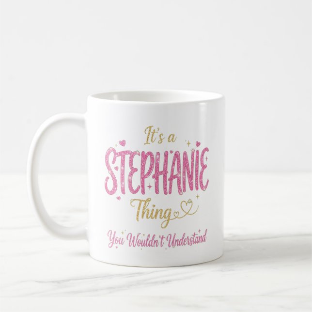 Det är en Stephanie-grej rosa guld kvinnor present Kaffemugg (Vänster)