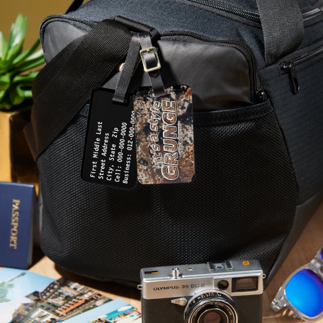 Det är en stil GRUNGE Rusty Brev Bagagebricka (Fram & Baksida)