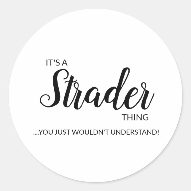 Det är en Strader Sak.... Klassisk rund etikett (Framsida)