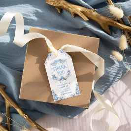 Det är en Tack för Vapensköld av pojkblå Blommigt Presentetikett