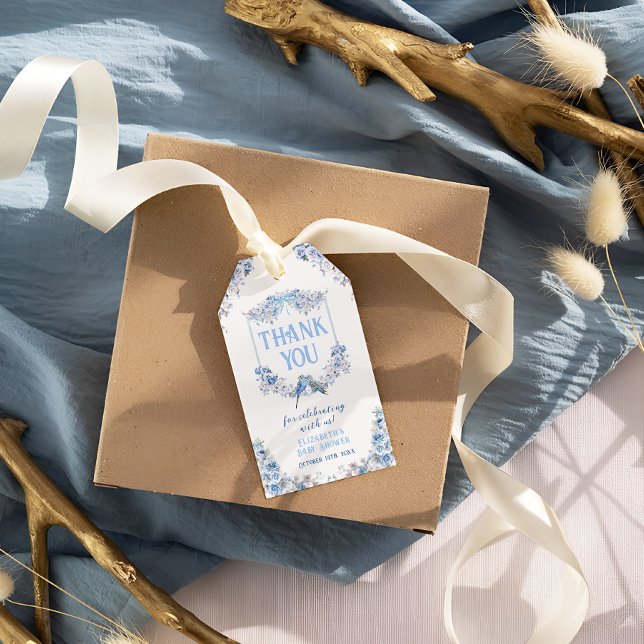 Det är en Tack för Vapensköld av pojkblå Blommigt Presentetikett (Skapare uppladdad)