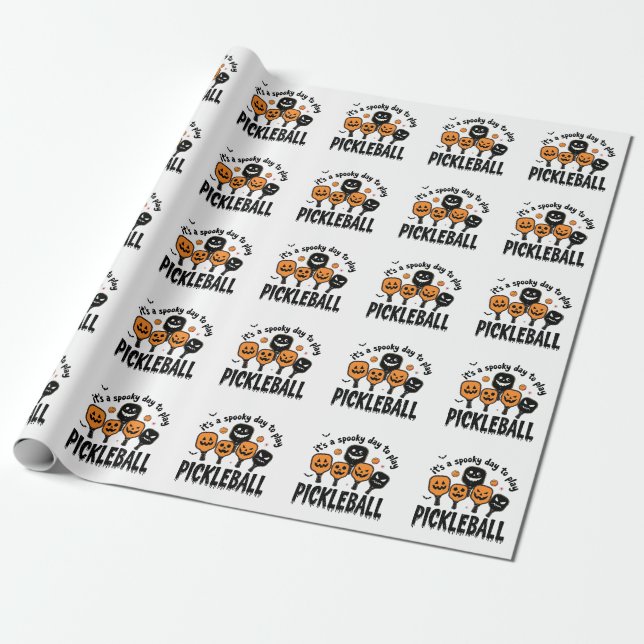 Det är en talesdag att spela Pickleball Halloween Presentpapper (Utrullad)