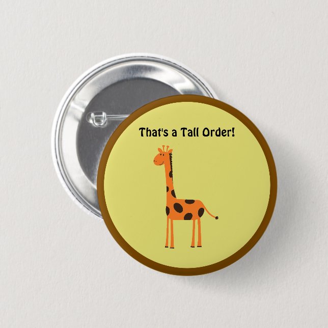 Det är en tallbeställning, Orange Giraffe Tecknad Knapp (Framsida & baksida)