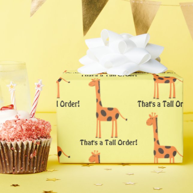 Det är en tallbeställning, Orange Giraffe Tecknad Presentpapper (Födelsedagsfest)
