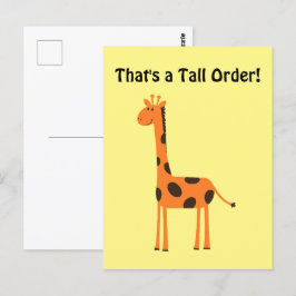 Det är en tallbeställning, Orange Giraffe Tecknad Vykort