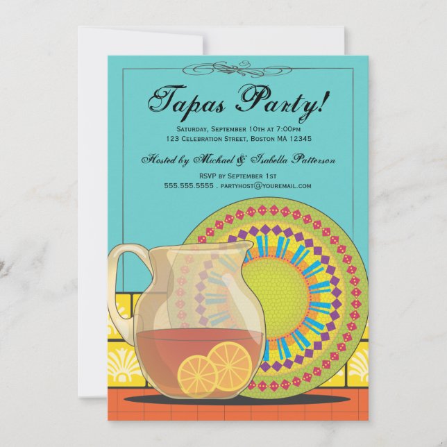 Det är en Tapas Party! Inbjudan till Lycklig Fiest (Framsida)