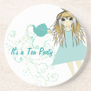 Det är en Tea Party Anime Girl Underläggs Underlägg Sandsten