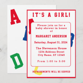 Det är en tjej ABC-inbjudan. Inbjudningar