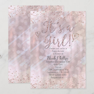 Det är en tjej Baby Shower Glittrande Pärlinbjudni Inbjudningar