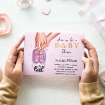 Det är en tjej! Baby Shower Rosa flickskor Inbjuda
