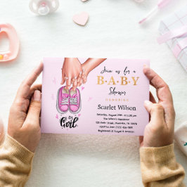 Det är en tjej! Baby Shower Rosa flickskor Inbjuda Vykort