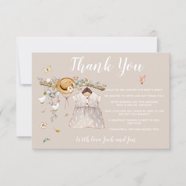 Det är en tjej Baby Shower-tack. Tack Kort (Framsida)