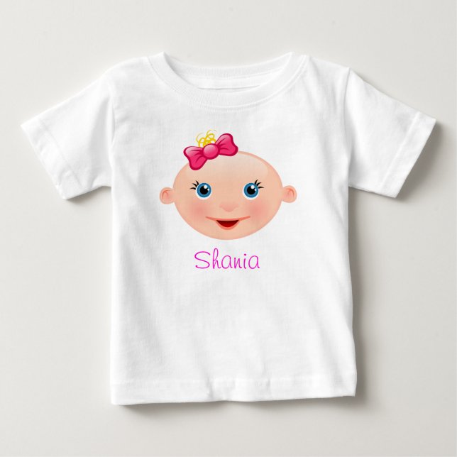 Det är en tjej Bebis ansikte Rosa Tee (Framsida)