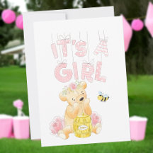 Det är en tjej Bebis firande Teddybjörn HoneyBee