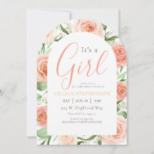Det är en tjej - Blush Rosa Ros Blommig Bebis Show