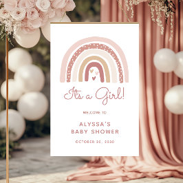 Det är en tjej Boho Rainbow Baby Shower Välkommen Poster