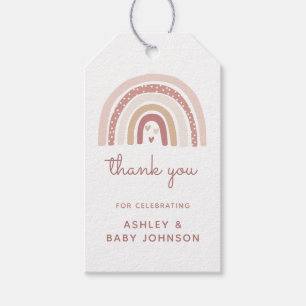 Det är en tjej Boho regnbåge Baby Shower Tacksamhe Presentetikett