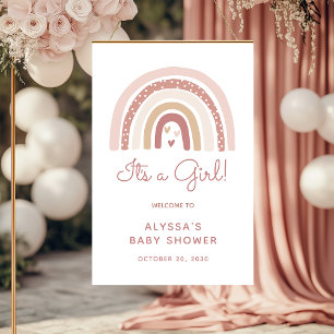 Det är en tjej Boho regnbåge Baby Shower Välkommen Poster