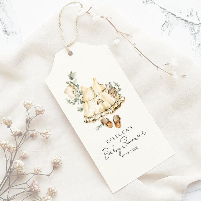 Det är en tjej botanisk baby shower presentetikett (Skapare uppladdad)