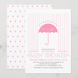 Det är en tjej | Cute Hearts & Umbrella Baby Showe Inbjudningar