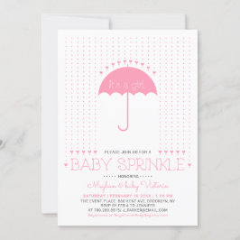 Det är en tjej | Cute Hearts & Umbrella Baby Sprin Inbjudningar