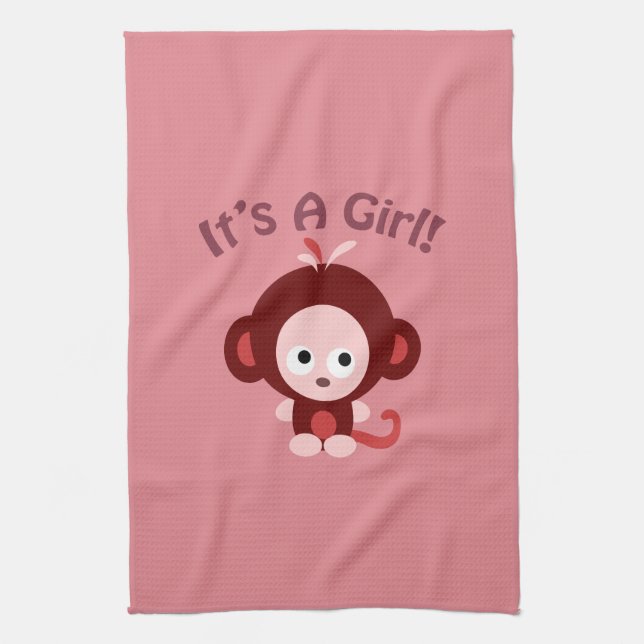 Det är en tjej! Cute Monkey Kökshandduk (Vertikal)