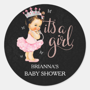 Det är en tjej Det är en tjej Baby Shower Runt Klistermärke