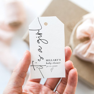Det är en tjej Elegant kalligrafi Baby Shower Presentetikett