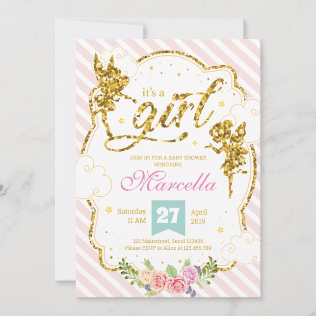 Det är en tjej Fairy glitter Meddelande (Framsida)