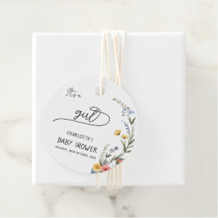 Det är en tjej! Färgglatt vildblomma baby shower Gåvor Etiketter