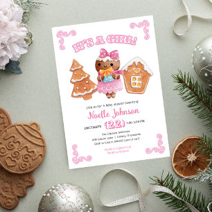Det är en tjej Gingerbread Baby Shower-inbjudan Inbjudningar
