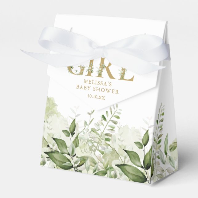 Det är en tjej Grönska Lövverk Guld Bebis-fest Presentaskar (Framsidan Sidan)