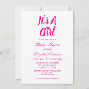 Det är en tjej Heart Baby Shower Inbjudningar